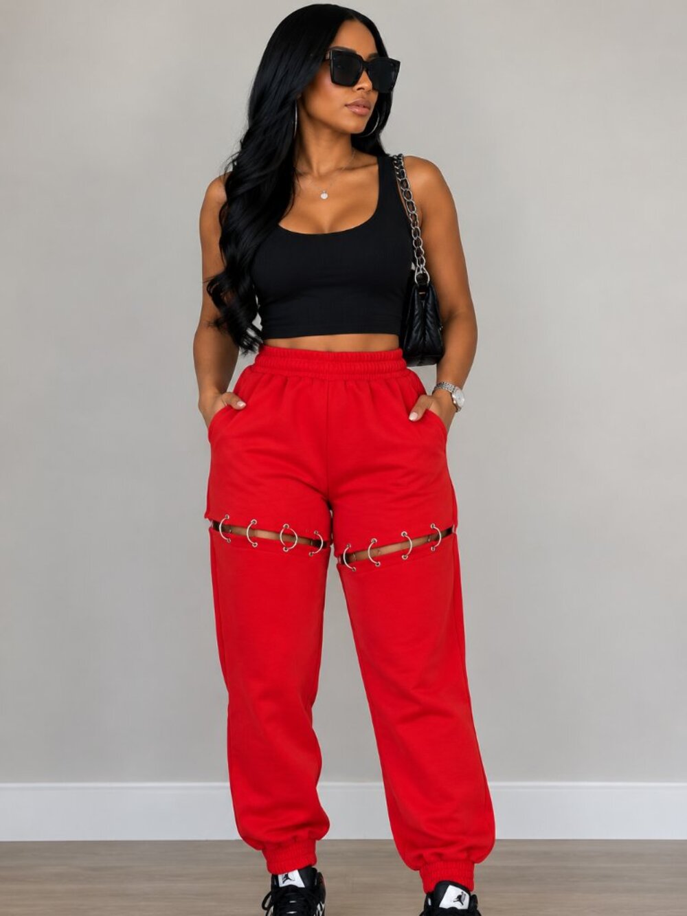 REHAB Red Cutout Ring Hardware Jogger Sweatpants Y2K Size S